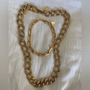 KJL‎ Kenneth Jay Lane Gold Tone Link Necklace & Bracelet Vintage
